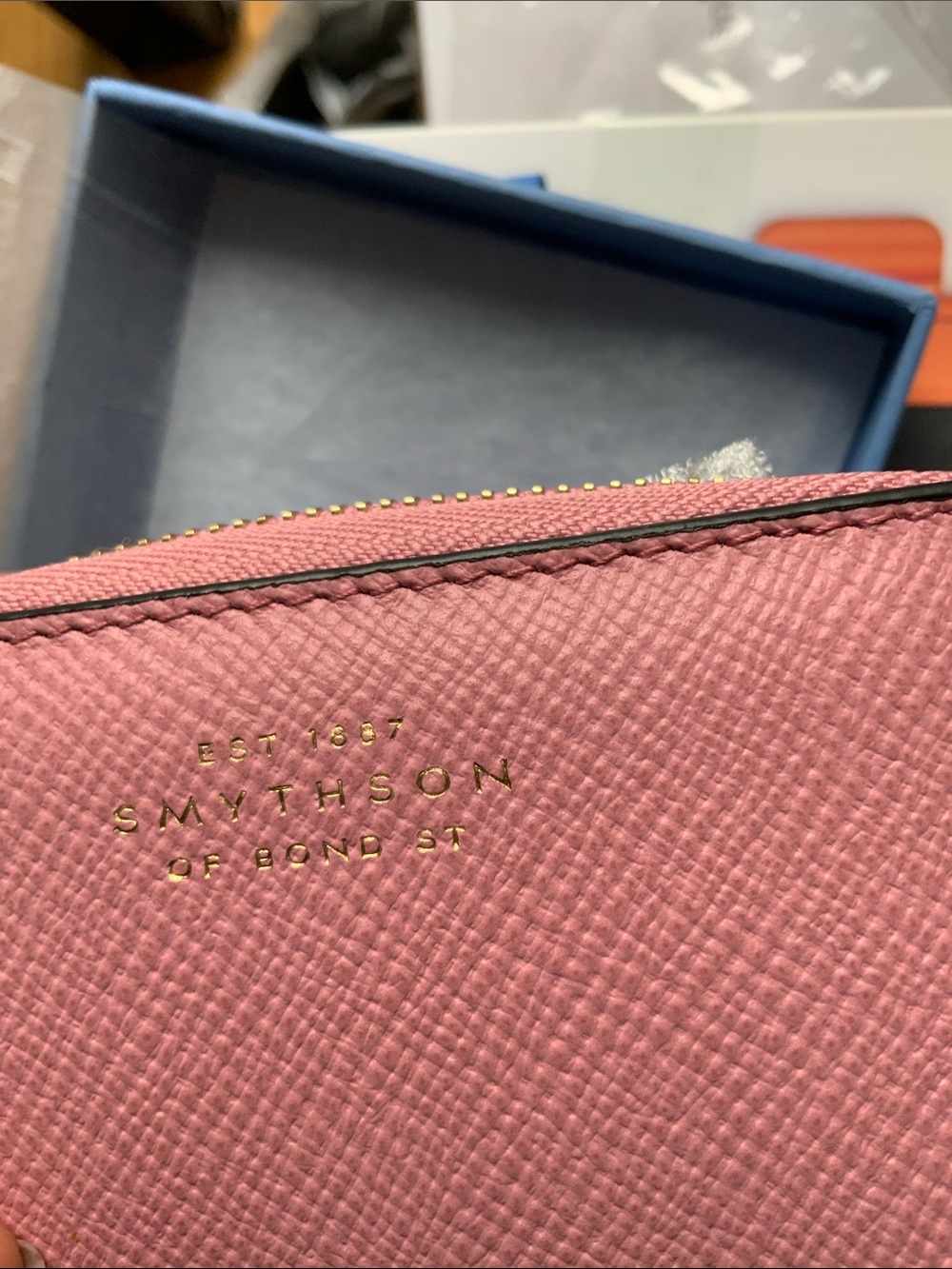 NEW Pink Smythson Panama Small Zip Around wallet PINK Smythson Card Wallet